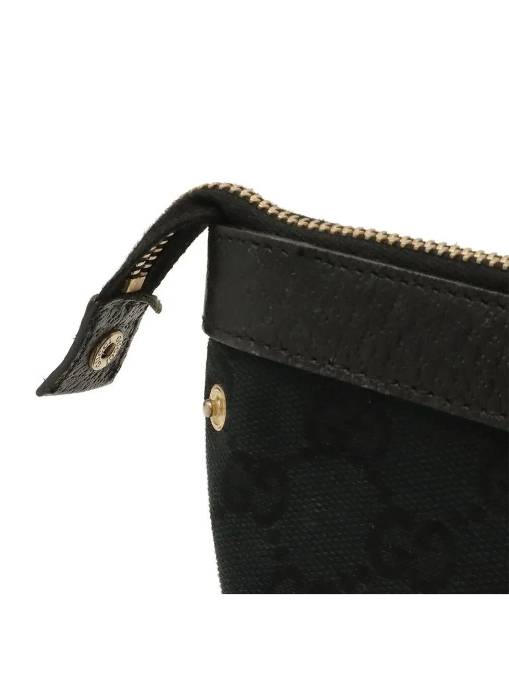 Gucci GG Canvas Abbey Shoulder Bag Tote Leather Black Gold